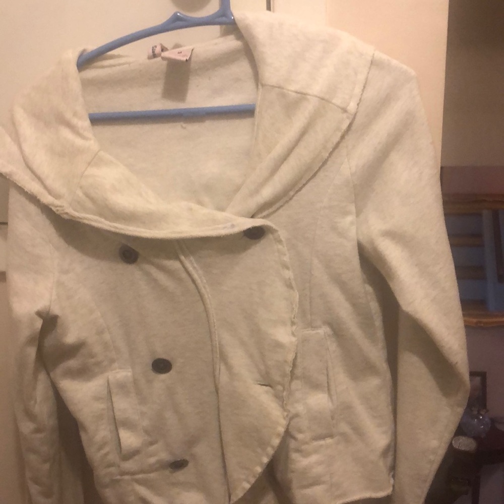Sweatshirt hooded cardigan double breasted